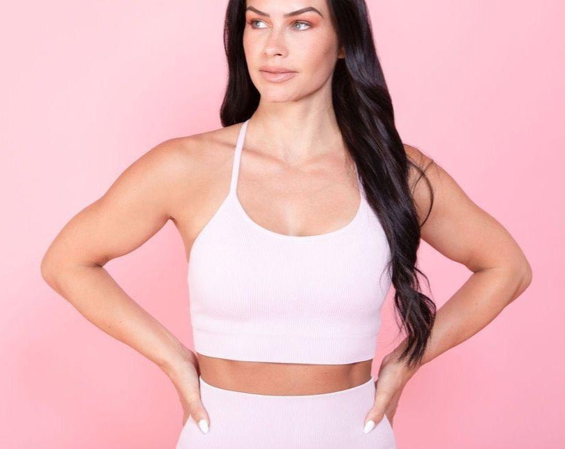 Sweet As Sugar Seamless Ribbed Sports Bra-Cotton Candy